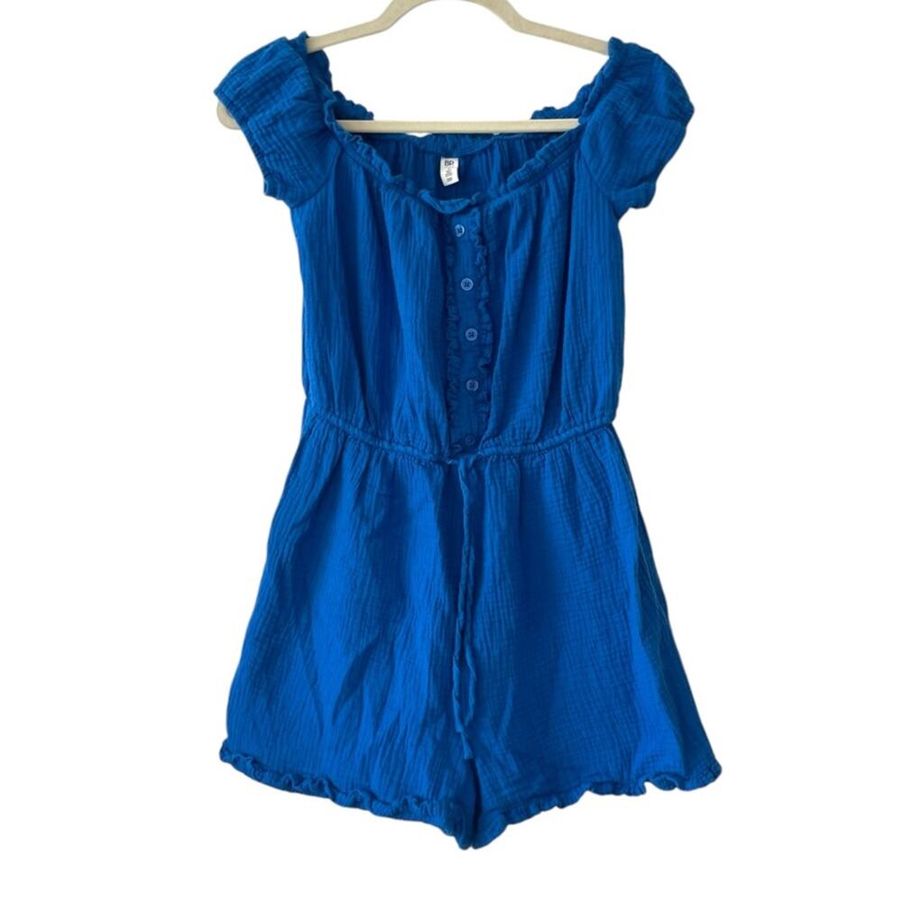 BP. Blue Gauze Off-Shoulder Romper - Size Small